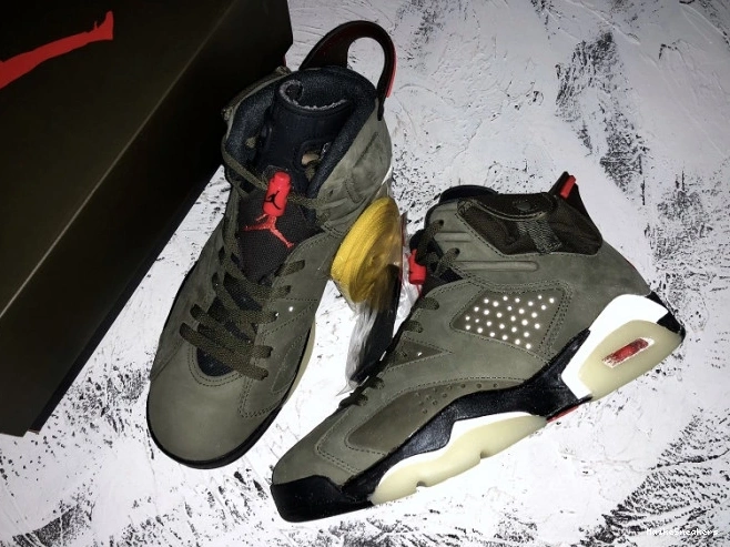 MaikeSneakers CN1084-200 Air Medium Travis x Jordan 6 Olive Scott 0728